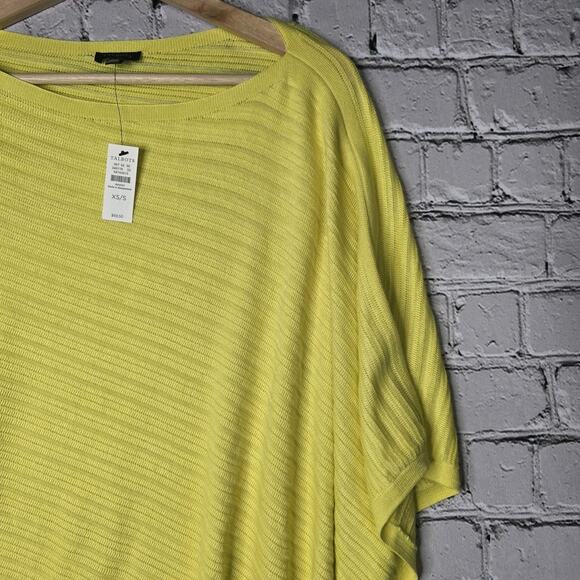 Talbots Yellow Knit Cotton Blend Asymmetrical Poncho New Size XS/S - Picture 6 of 11